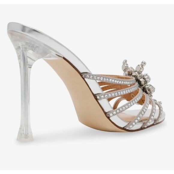 Steve Madden Pamola Rhinestone Heels Sandals Silver Glam Gatsby Party sz 7.5 NEW - Picture 8 of 10